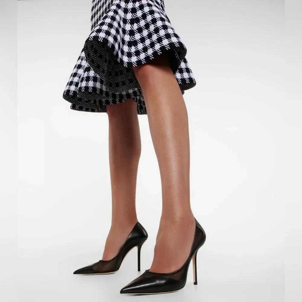 Jimmy Choo Love 85 Leather Mesh Pointed-Toe Pumps, New, Size 43 - Picture 3 of 16